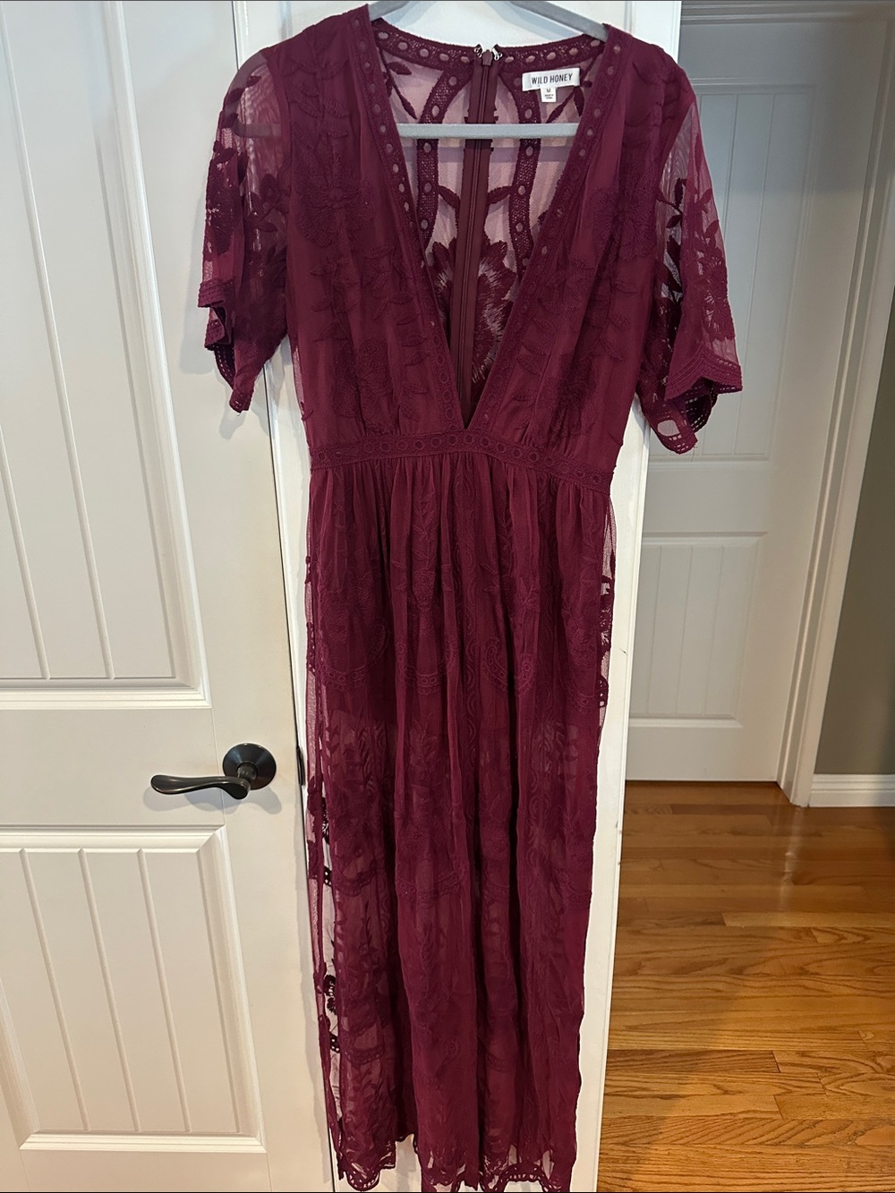 Wildflowers Burgundy Lace V-Neck Maxi Dress